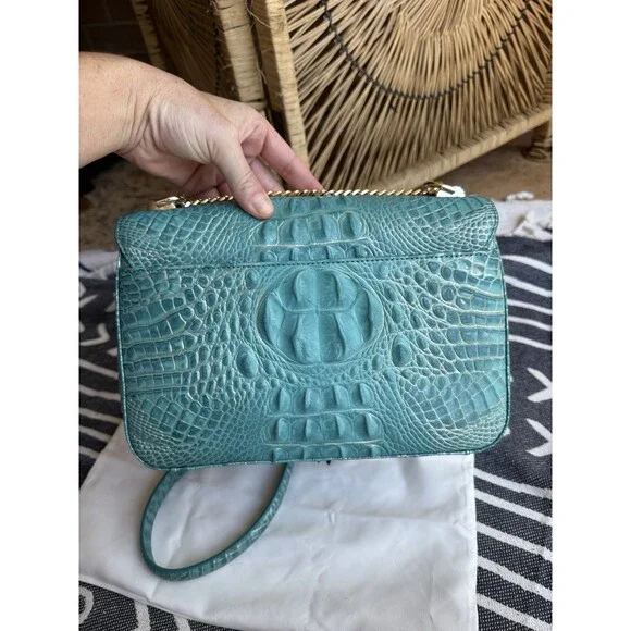 New Brahmin Mermaid Green Rosalie Crossbody with Turn Lock Flap Closure - Picture 3 of 10